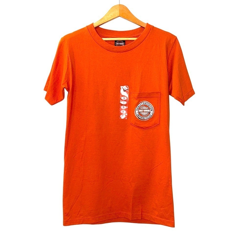 NEW Harley-Davidson Pocket Mens Small T-Shirt Orange Hampton Roads Yorktown VA